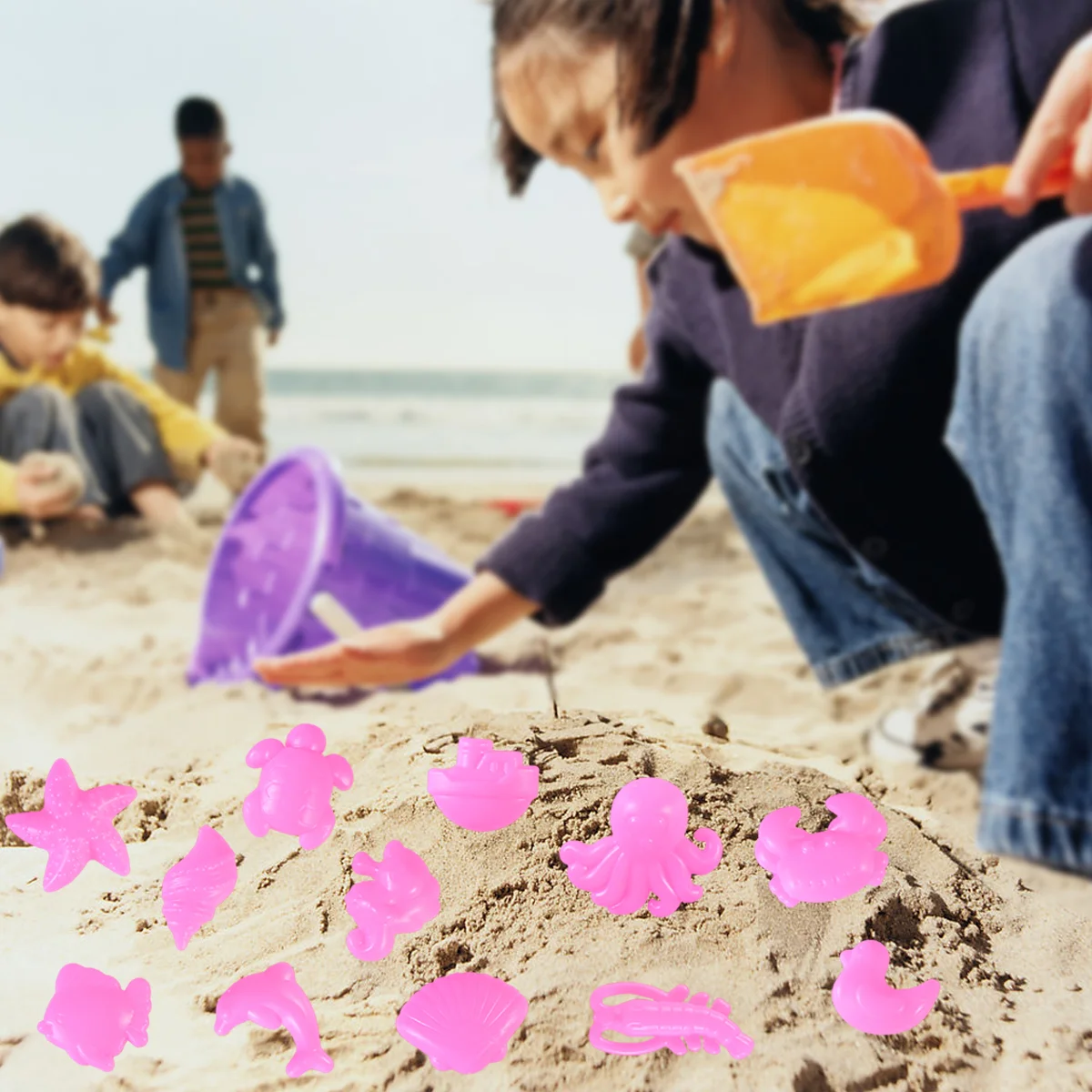 Ensemble de moules à sable pour enfants, jouets de plage, jeu d'escalier, ensemble de moules à sable, document petit, océan, aléatoire, 12 pièces