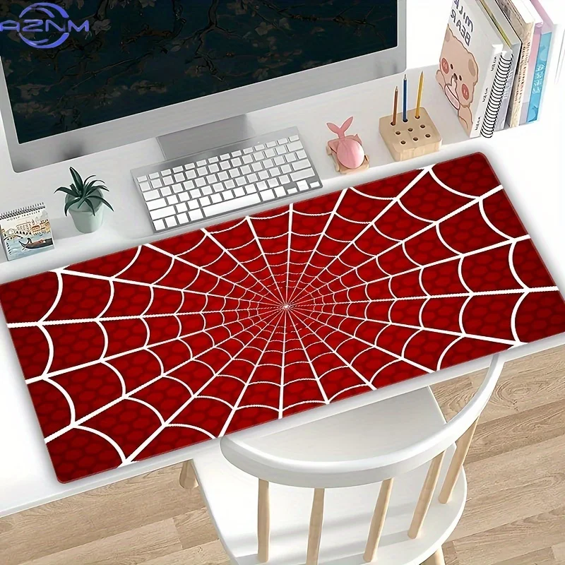 Spider Web Pattern Large Mouse Pad, Non-Slip Rubber Keyboard Mat, Durable Stitched Edge, Gaming Desk Accessory, Office PC Gaming