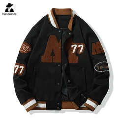 high quality Baseball Suit Jacket Men Retro Cool Style Embroidered Racing Jacket 2024 Winter Warm College Couple Corduroy Coat