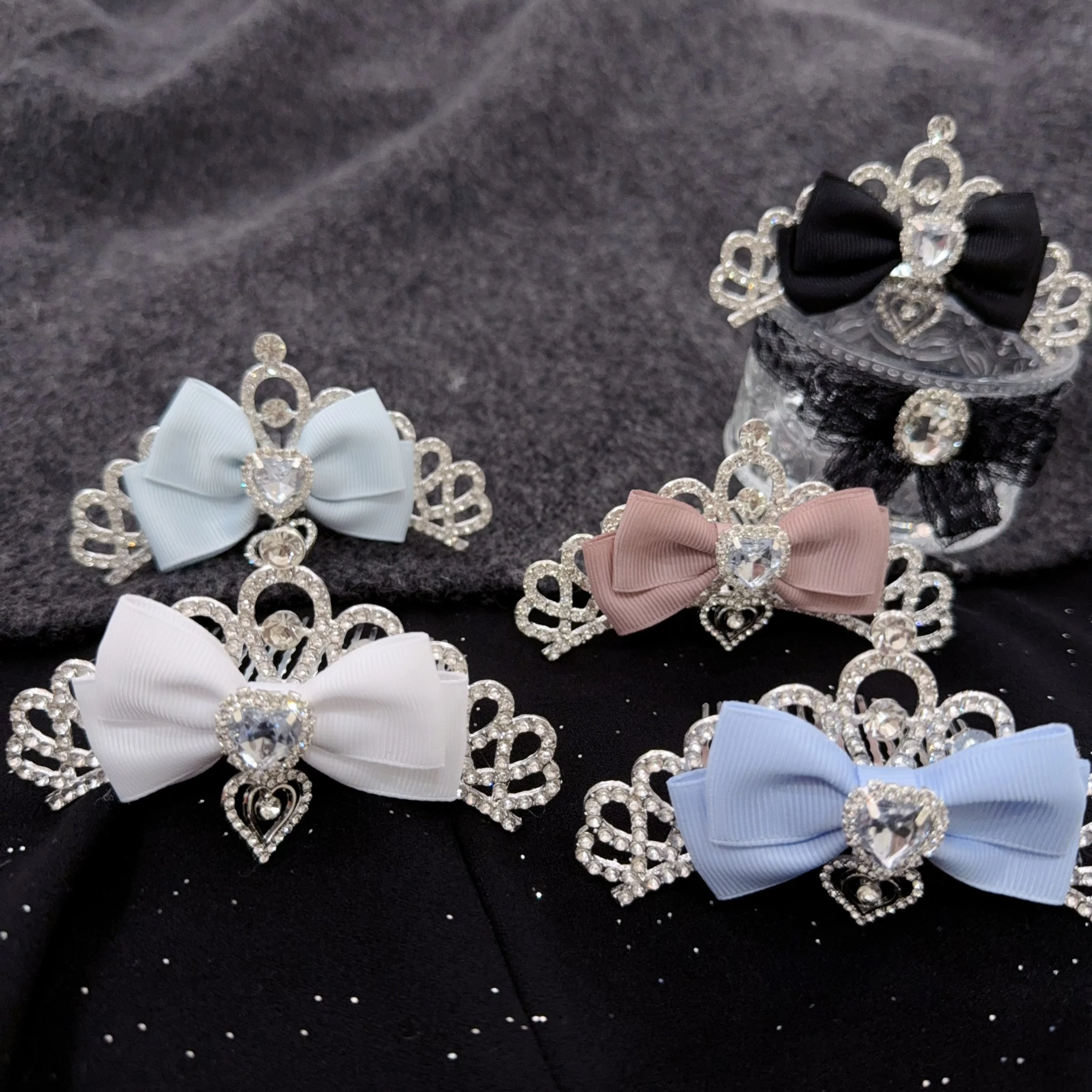 Rhinestone Crown Hair Comb for Women Japanese Kawaii Princess Tiara Crystal Bridal Hair Accessories for Girls