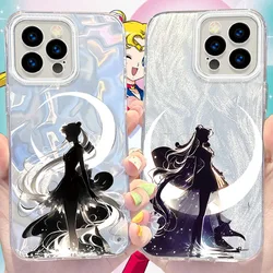 S-Sailors M-Moons Camlet Laser Phone Case for iPhone 16 15 14 13 12 11 Pro Max XR XS X 8 7 6S 6 Plus SE 2020 2022 Cover Funda