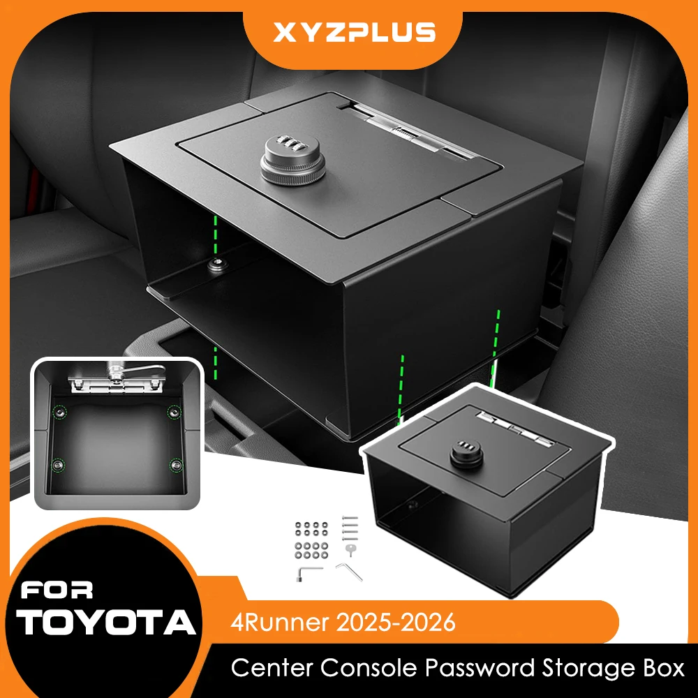 For Toyota 4Runner 2025 2026 Center Console Password Box Armrest Security Safe Lock Organizer Secure Vault Interior Accessories