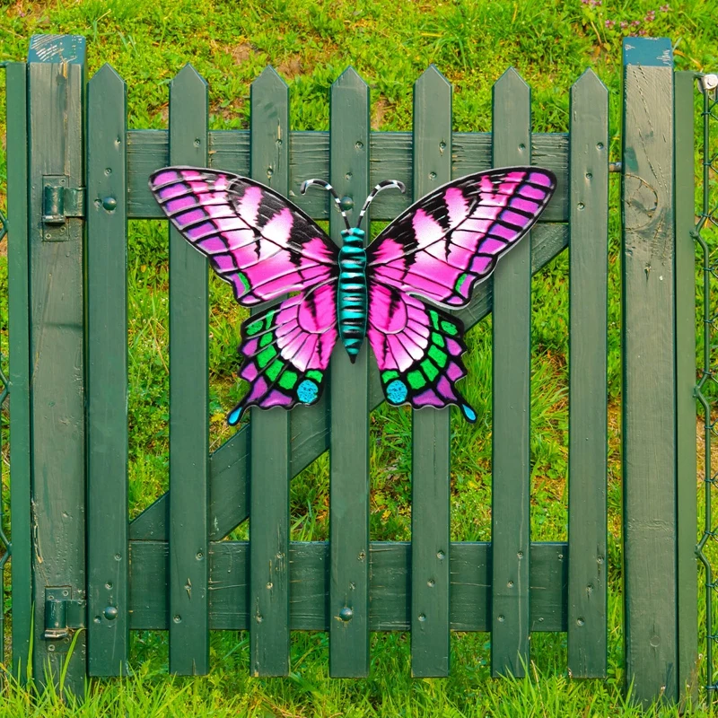 New Wrought Iron Butterfly Wall Decor Simulation Insect Ornament Garden Art Metal Hanging Pendant for Indoor Outdoor Wind Chimes