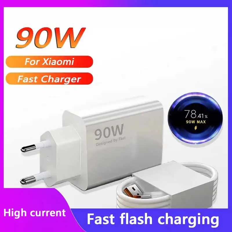 New 90W USB Type C Charger Fast Charging Data Cable USB Phone Charger Adapter Eu Plug Adapter For Xiaomi