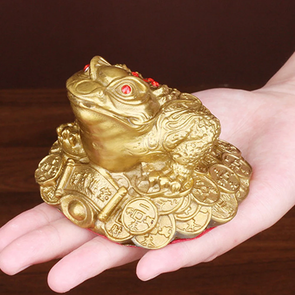 

Large Copper Gold Toad Office Traditional Home Decor Sculpture Brass Frog Statue