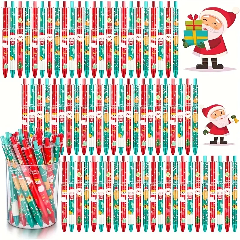 15/30 Stück Weihnachten 0,5 mm Gelstift, Schneemann Rentier Weihnachtsmann Druck dekorativ Büro Schule Klick-Typ Unterschrift Schreiben Geschenk – Detail 1