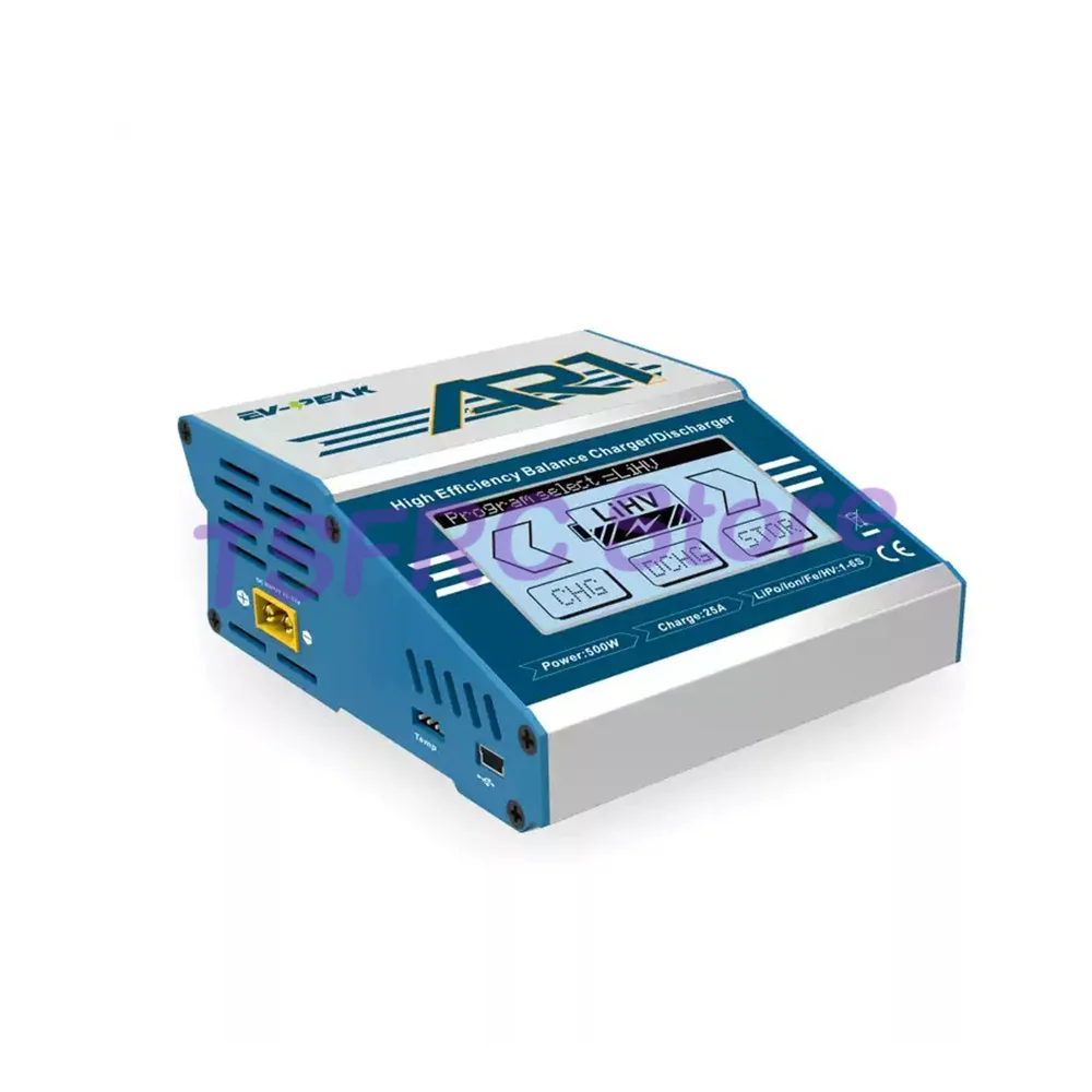 Ładowarka do akumulatorów litowych AR1 EV-PEAK do modeli samolotów, balansująca ładowanie akumulatorów 6S, 500W 25A, inteligentna, do akumulatorów niklowo-wodorowych i litowo-żelazowych.