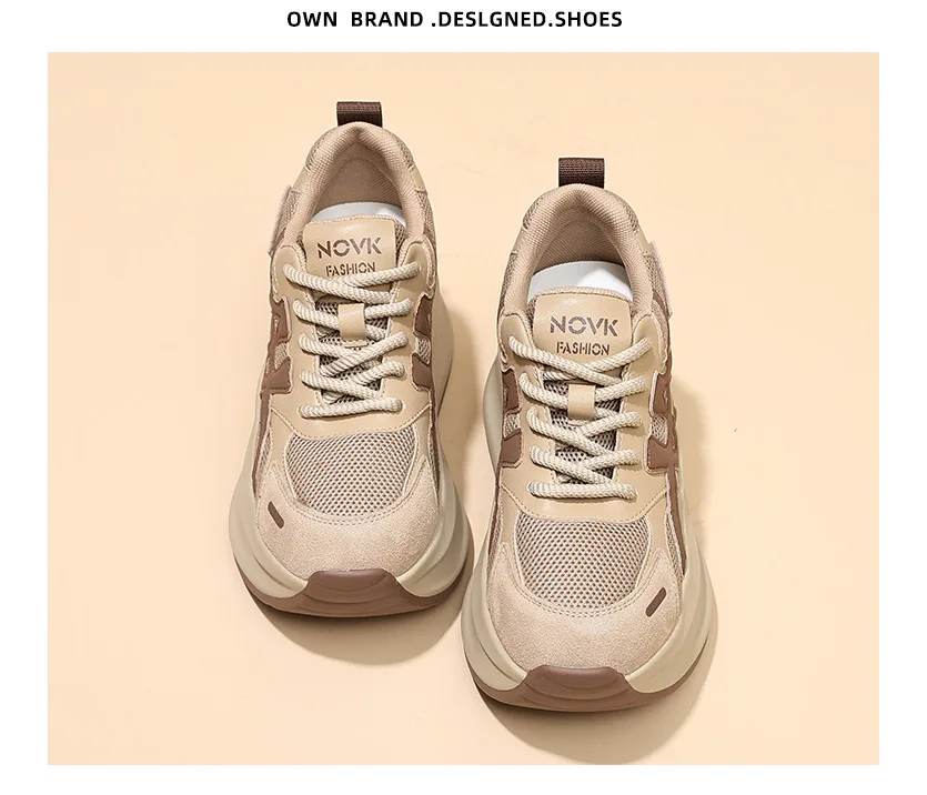 New Arrival 2026 Spring Chunky Sneakers Women's Thick Bottom Casual Mesh Shoes 8CM High Platform Breathable Sports Dad Shoes