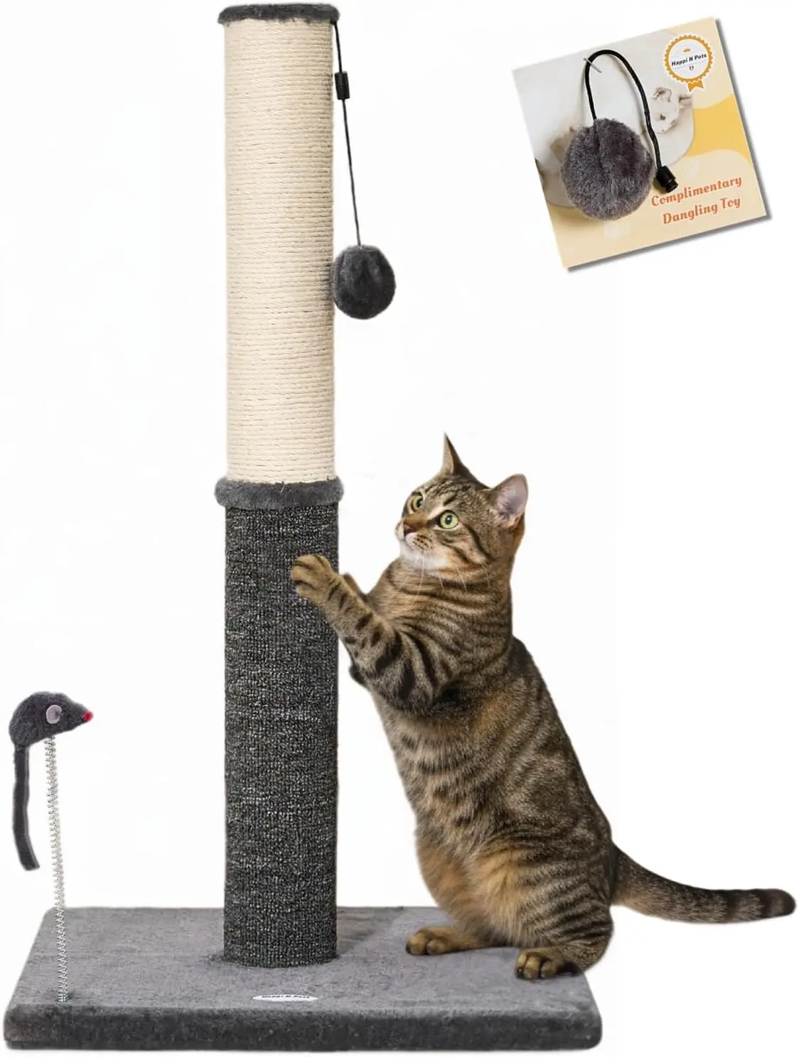 

29.5" Tall Cat Scratching Post, Cat Scratcher for Indoor Cats, Sisal Scratch Post & Carpet Post in One, Stable Cat Scrat