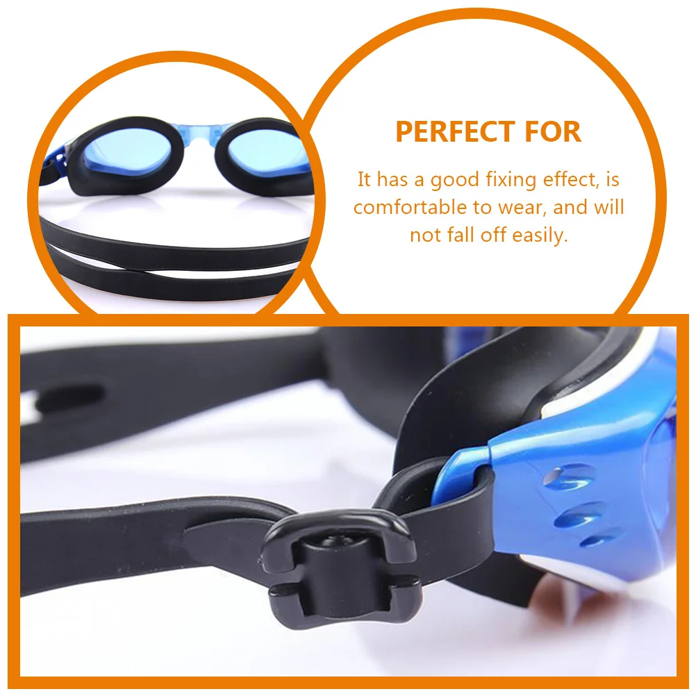 

s Swimming Goggles Strap Fixing Clip Adjustable Non Silicone Lanyard Bungee Cord Replacement for Kids Adults Black
