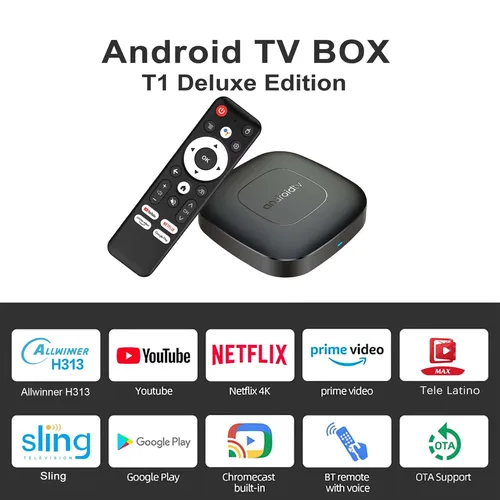 Android13 Smart Home Theatre TV Box AllwinnerH313 Asistente de Google Netflix Streaming Bluetooth reproductor multimedia 2G16G 2.4G5G Wifi T1