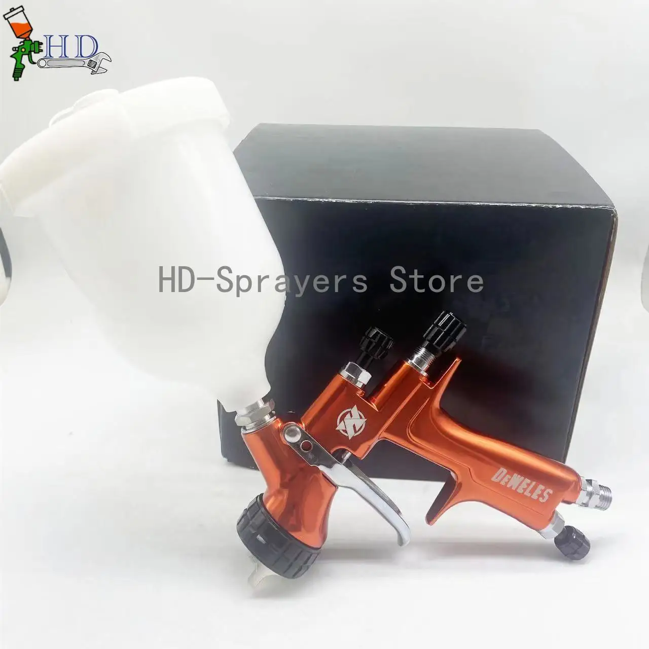 Orange / Sky Blue Car Paint Spray Gun 1.3+1.5mm Nozzle 600ML cup HVLP Paint Gun Water Based Air Spray Gun Airbrush