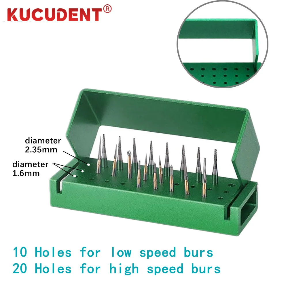 30 Holes Dental Burs Holder Drill Disinfection Block Aluminium RA FG Bur Box Sterilization Cleaning Stand Box Low/High Speed