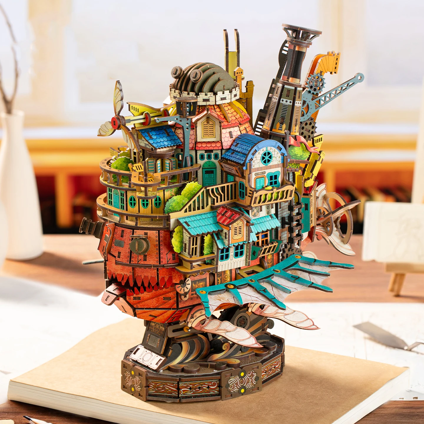 DIY Wooden Traveling Moving Castle Cottage Miniature Model Kits With Furniture Casa Dollhouse for Friends Birthday Gifts