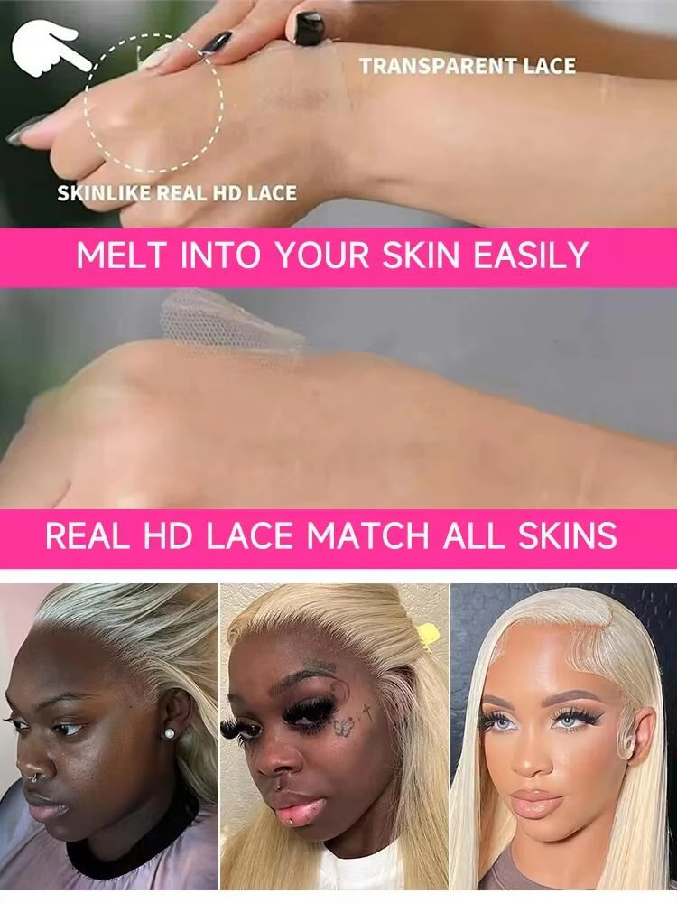 8 - 30 بوصة 613 العسل شقراء اللون الدانتيل الجبهة باروكة من شعر طبيعي ريمي البرازيلي شعر مموج 1B 613 أومبير الدانتيل الباروكة للنساء السود #6