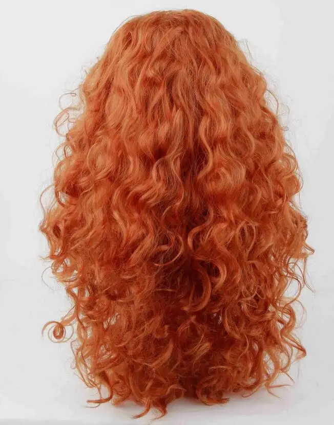 Peluca rizada larga naranja para mujer, pelucas completas rojas para fiesta de disfraces de Halloween de Cosplay