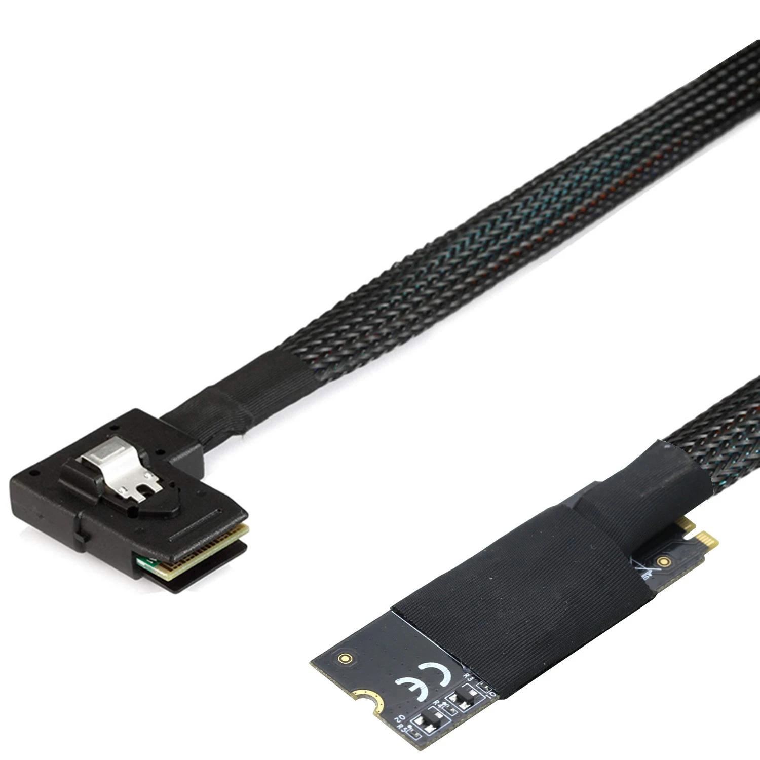 M.2(M-Key NVMe 2260) to SAS SFF-8087 Left Bend Plug and Play Server High Speed Cable