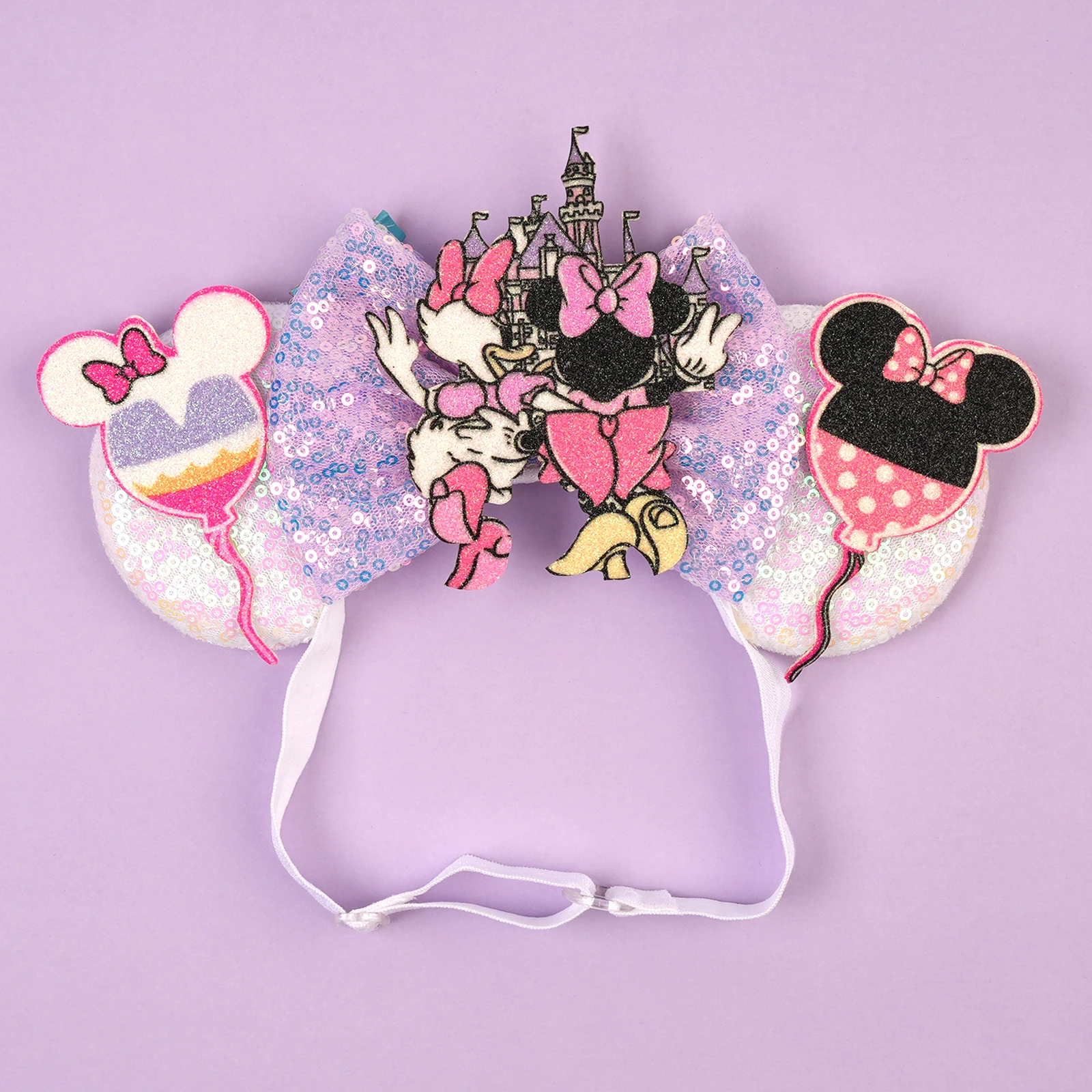 1 Stück Niedliches Mausohren-Haarband mit Pailletten-Schleife, Cartoon-Dekoration, Verstellbares Nylon-Stirnband für Partys und Festivals, Damen-Haaraccessoire