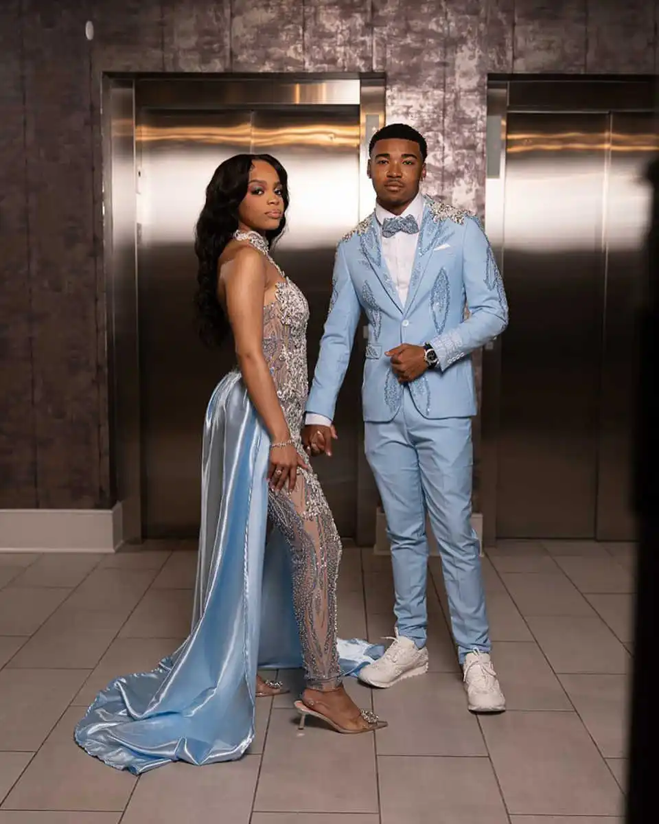 Cristalli scintillanti Abiti da uomo con perline Set da 2 pezzi Scialle con risvolto Slim Fit Smoking da sposo da sposa Prom Homme Personalizzato