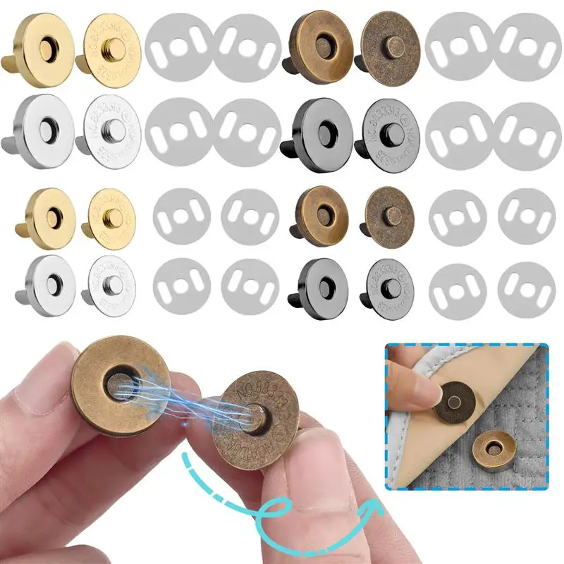 14/18MM 4Pairs Metal Round Strong Magnetic Buckle Seamless Button Invisible Snap Fastener Bag Parts Portable Luggage Accessories