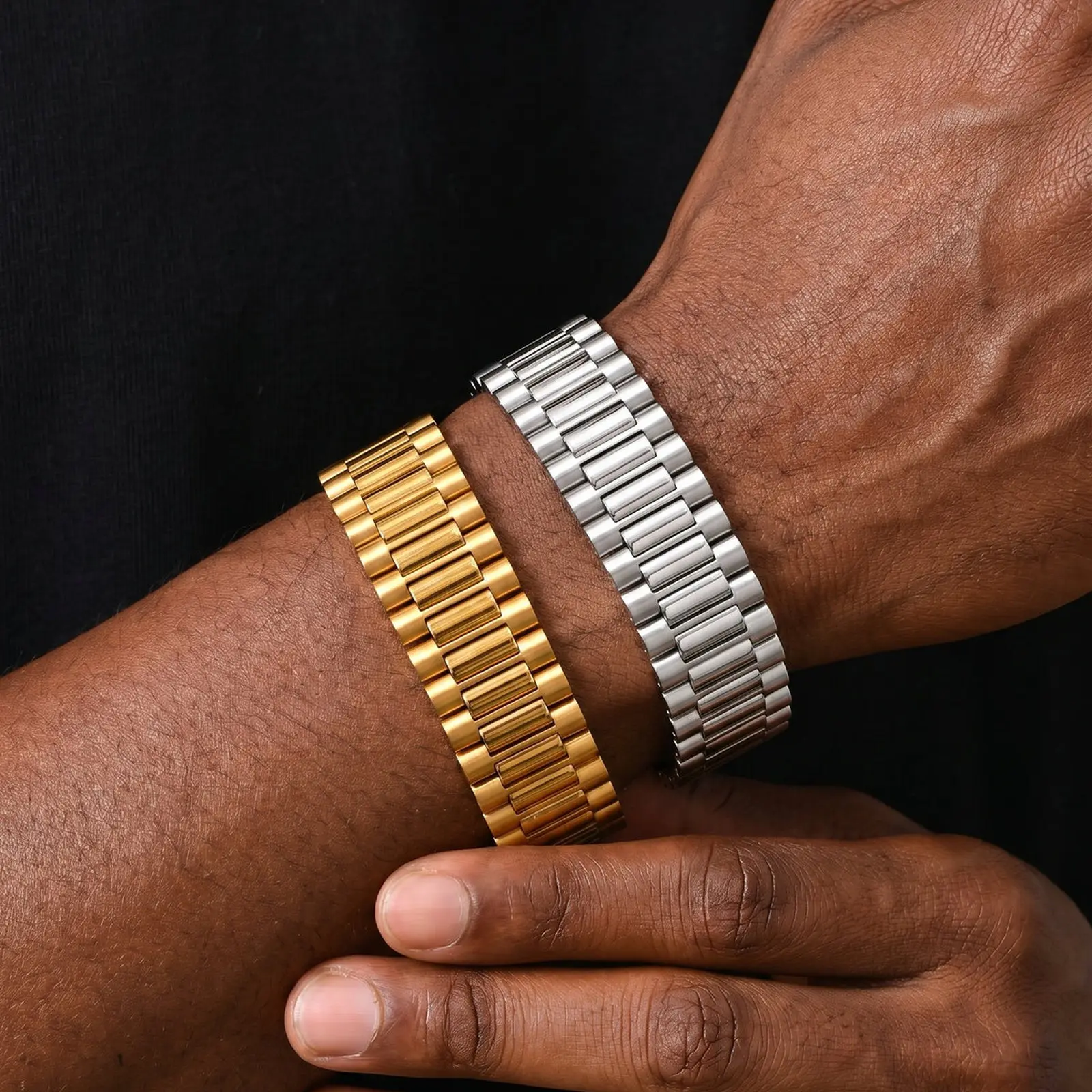 18MM Massives Herren-Kettengliederarmband, Edelstahl-Uhrenarmband, Geburtstagsgeschenk-Schmuck – Detail 1