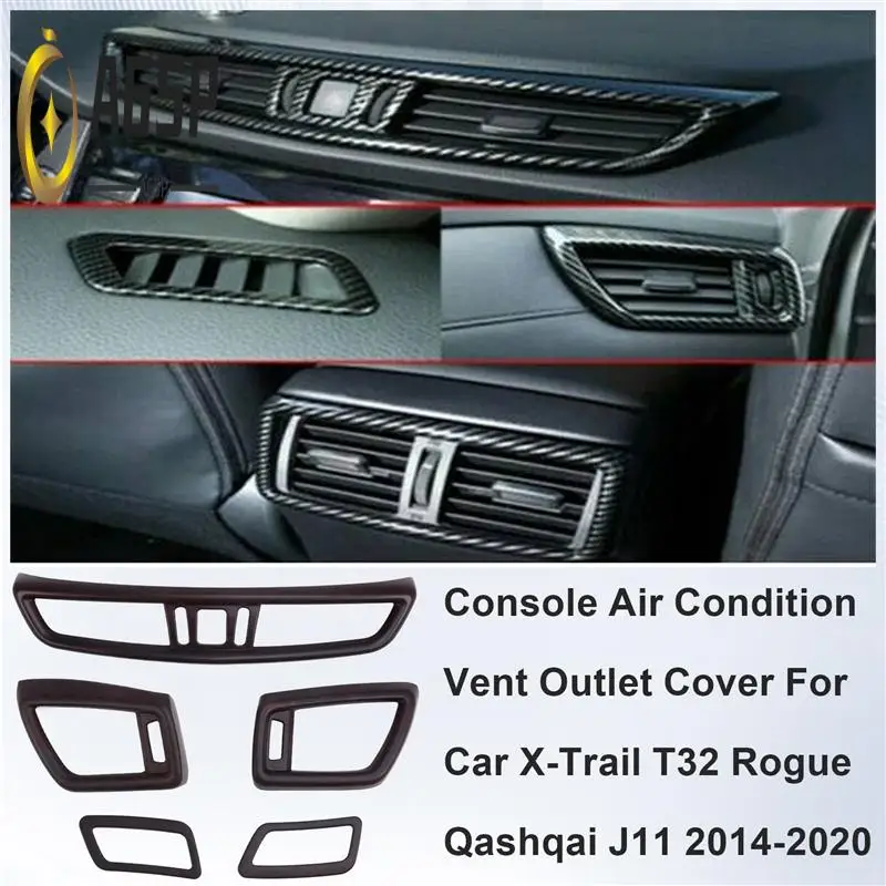 

A65P-5 Pcs Car Front Console Air Condition Vent Outlet Cover For Nissan X-Trail T32 Rogue Qashqai J11 2014-2020