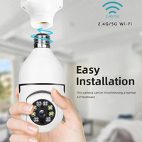 Light Bulb Security Camera 2.4G&5GHz WiFi Outdoor, 1080P E27 Light Socket Security Camera, Indoor 360° view, Color Night Vision