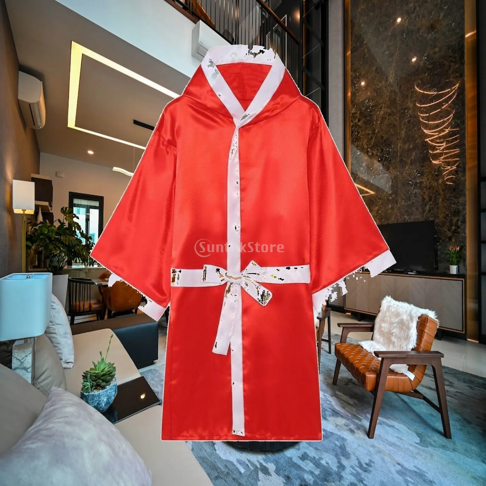 Arena Walkout Robe Lightweight Boxing Robe Silk-Like Boxing Gown Athletic