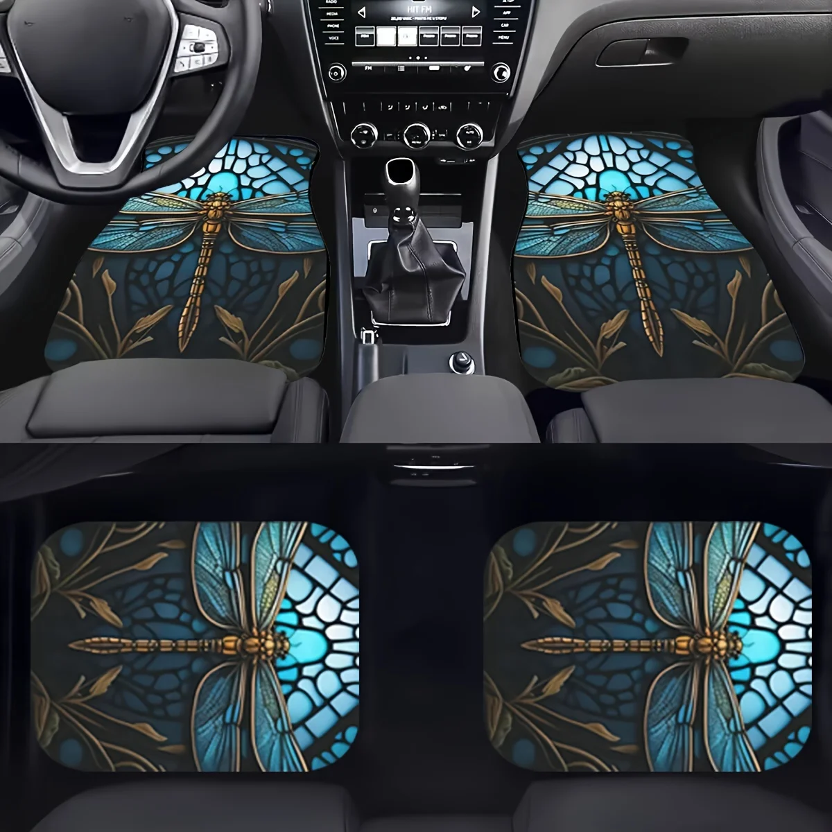 

4pcs/set Colorful And Cool Dragonfly Car Floor Mats, Universal Car Interior Floor Mats, Car Interior Accessories