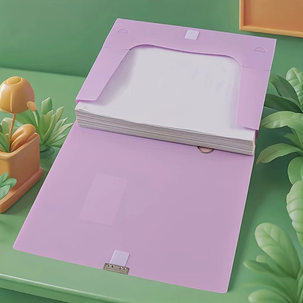 صندوق أرشيف سميك ملون بسعة كبيرة مقاس A4، مجلد ملفات بلاستيكي قابل للطي للاستخدام المكتبي، وتنظيم وثائق المحاسبة