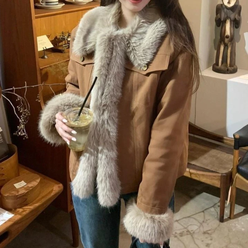 

Women Denim Parkas Coats Short Solid Jackets Pocket Single Breasted Long Sleeve Turn Down Collar Loose Casual 2025 Autumn Winter