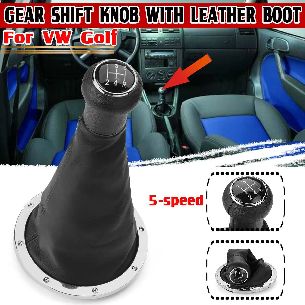 PU Leather Car Gear Shift Knob 5 Speed Gaiter Gaitor Boot Cover For Golf Gear Knob Head Stick