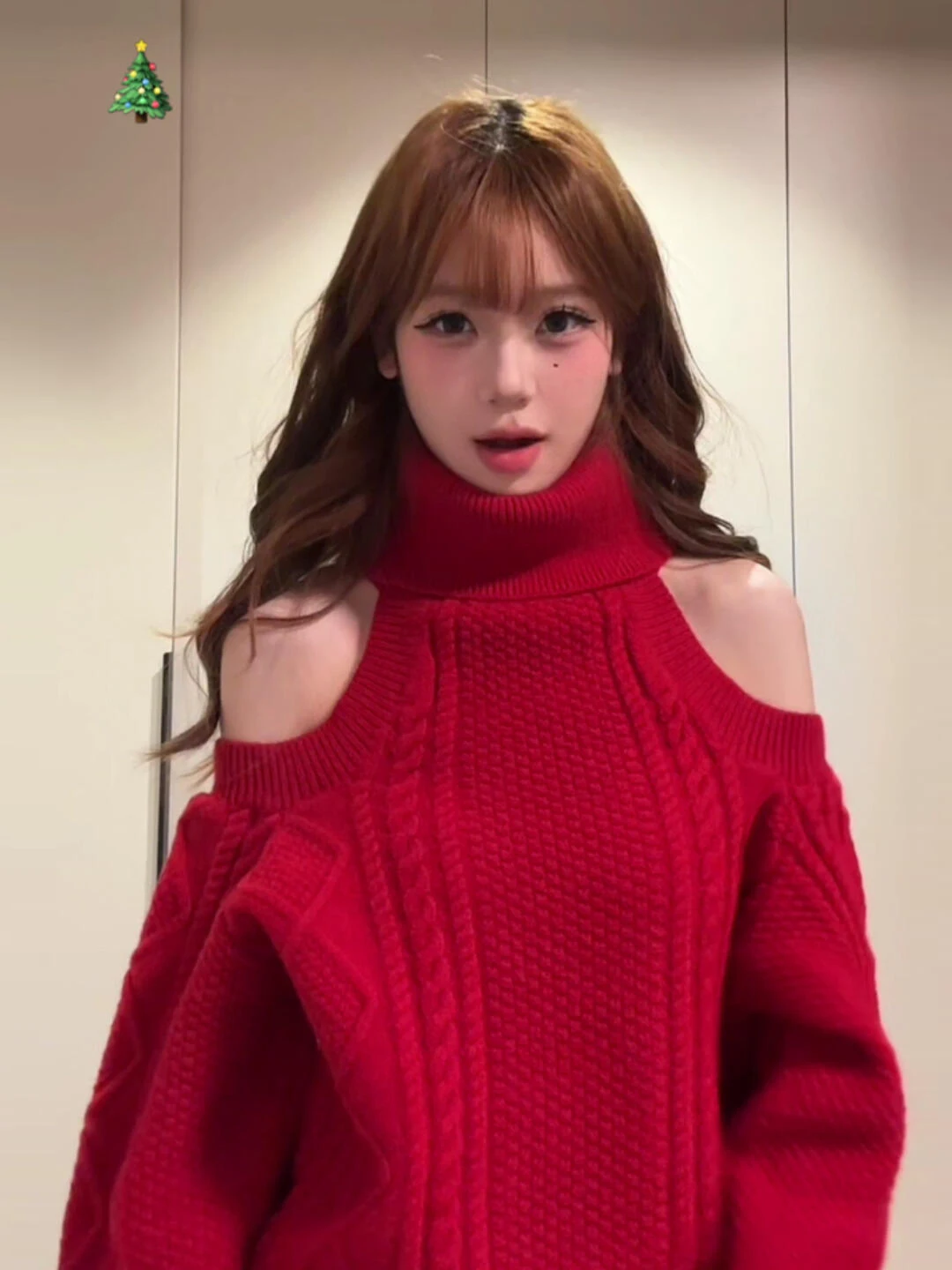 

Cisas Aosphere, свободный женский вязаный свитер с открытыми плечами, новогодний красный ленивый слей, осенне-зимний мягкий трикотаж