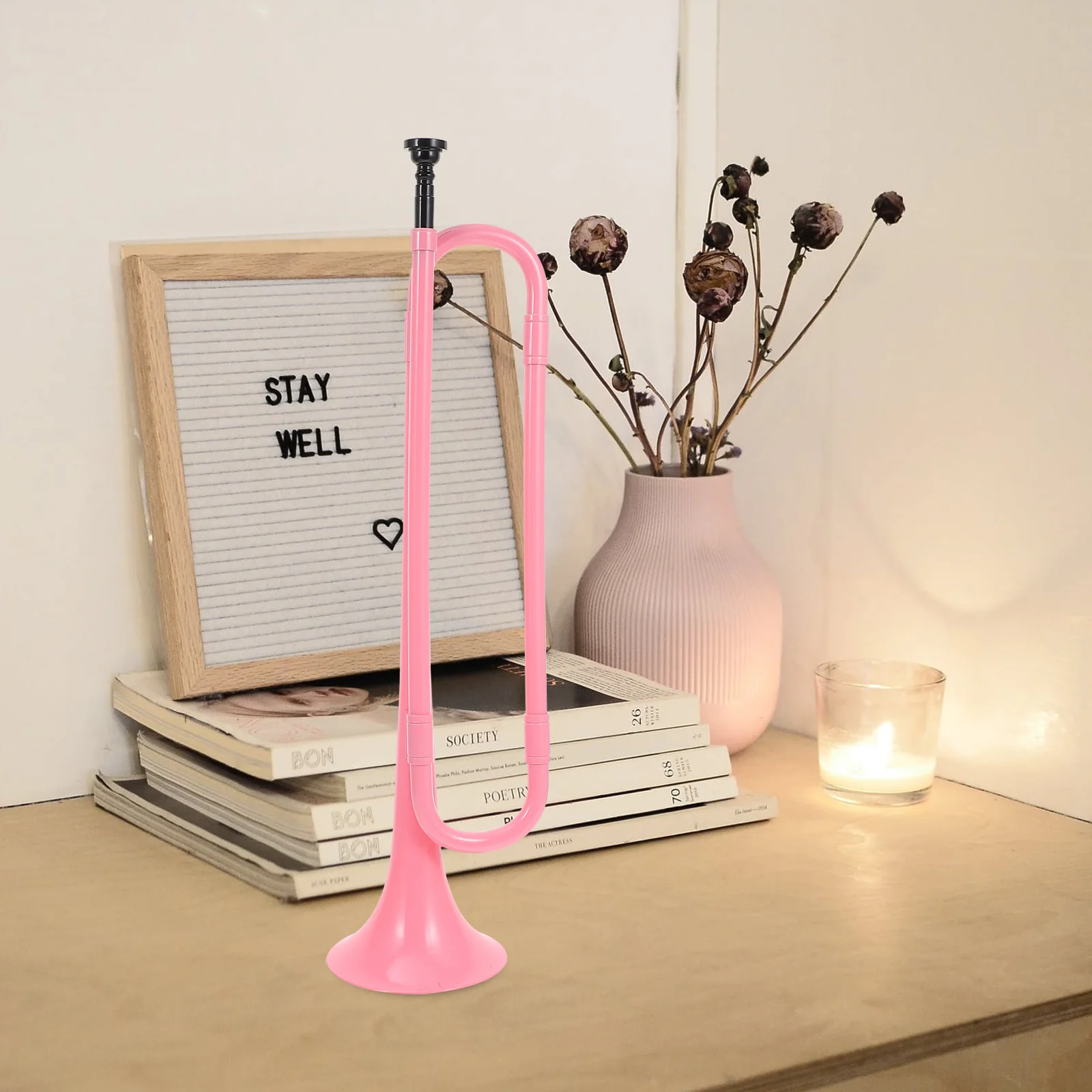 

Trumpet Small Instrument for Beginners Students Kids ABS Students Trumpet Material Desk Office Gift Musical Horn