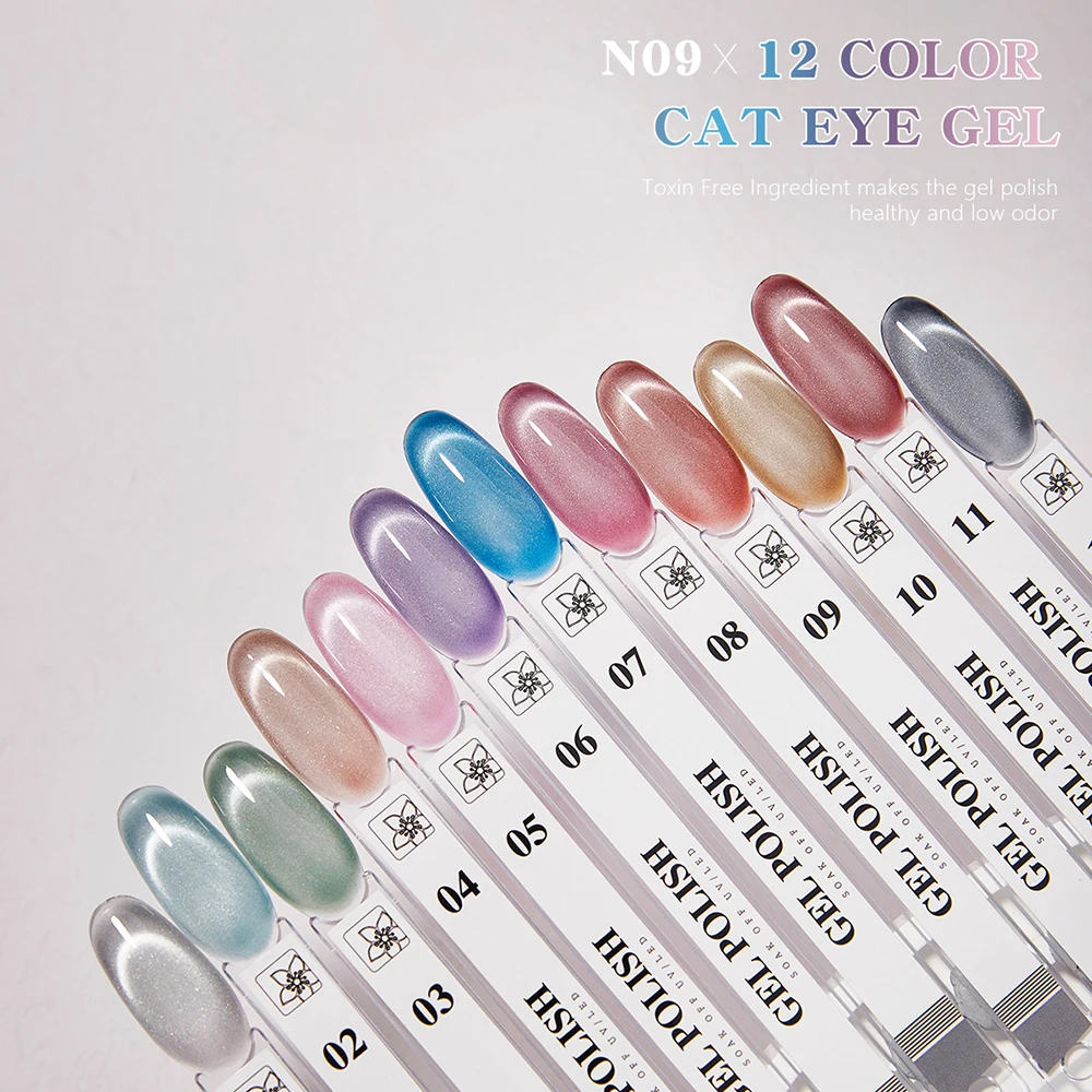Vendeeni 12 Farben Kristall-Katzenaugen-Gel-Nagellack-Set Magnetischer UV-Soak-Off-Gel-Lack Glänzender Regenbogen-Katzenaugen-Gel mit Display – Detail 6