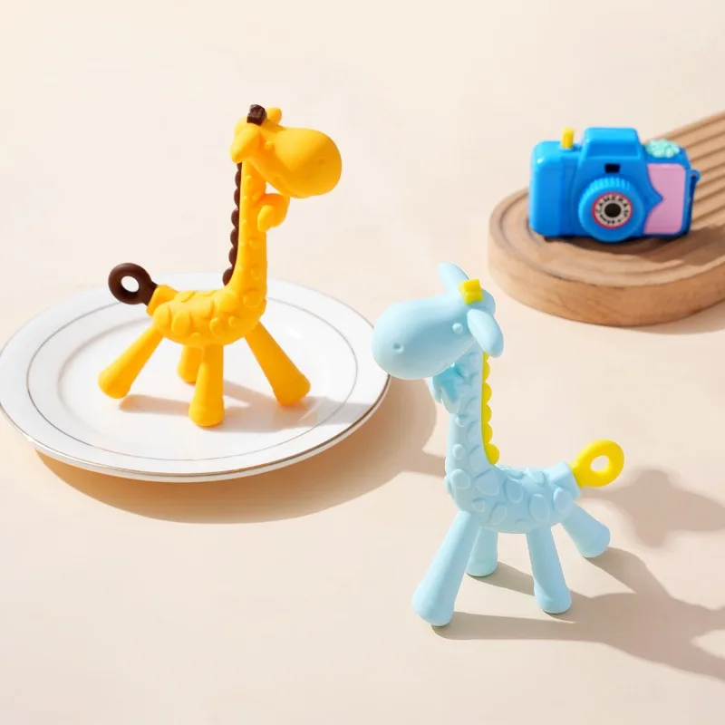 

Cartoon deer silicone teething toy for infants and young children with oral desire, grinding rod for biting and fun grinding