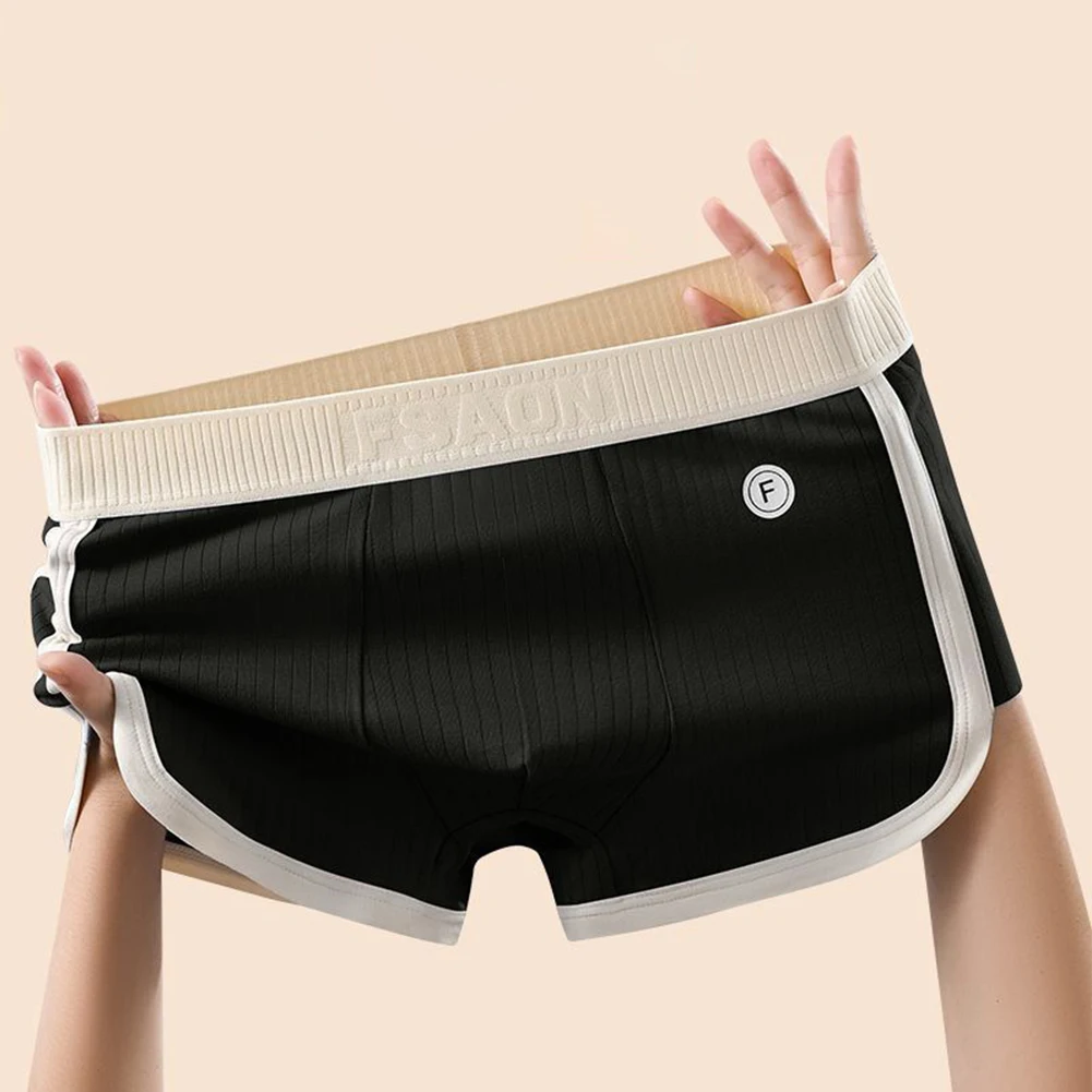 

Mens Stripe Boxer Briefs Underwear Trunks Shorts U Convex Pouch Underpants Low Waist Hip Lifting Triangle Pants