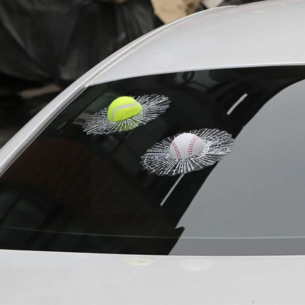 Baseball Broken Glass 3d Sticker Car Window Ball Hits Prop Self Adhesive Sticker Car Funny Stickers Decoration Prank Ball T G6g4