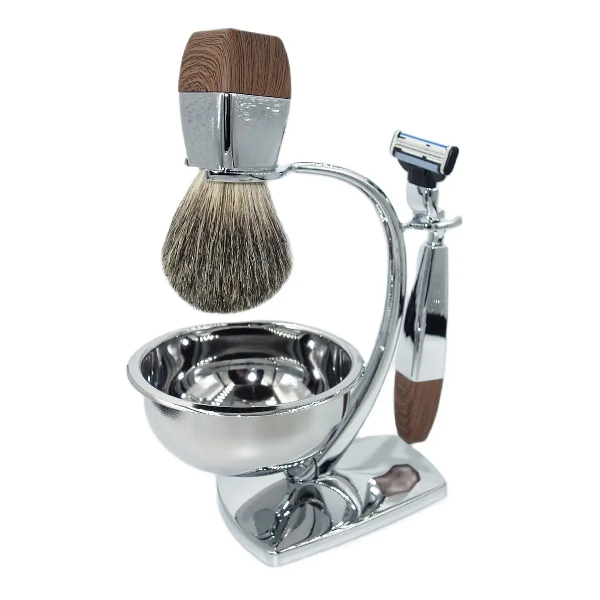 

iRAZOR Men's Mach 3 Razor Shaving Kit with Bowl and Badger Hair Brush Beard Tools Birthday Gift Kit