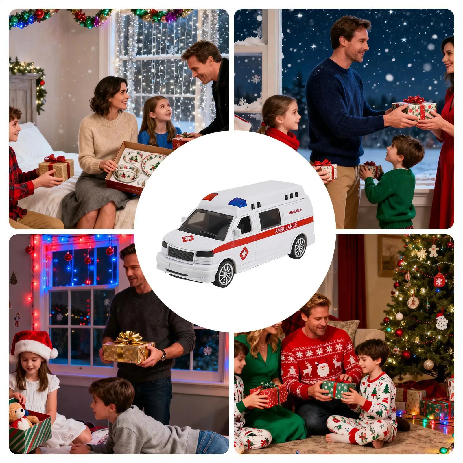 Carro de brinquedo ambulância com luz e som puxar para trás veículo fricção power play set para crianças meninos meninas presente aniversário