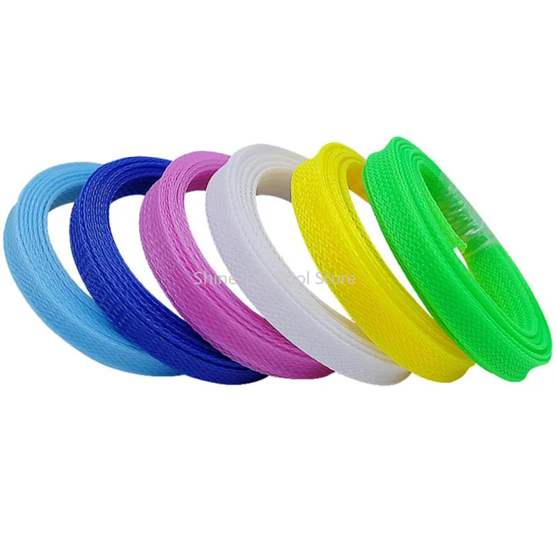 Single Monofilament PET Braid Sleeve Colorful Expandable Nylon Protective Case 3~10mm Insulation for USB Data Keyboard Cable