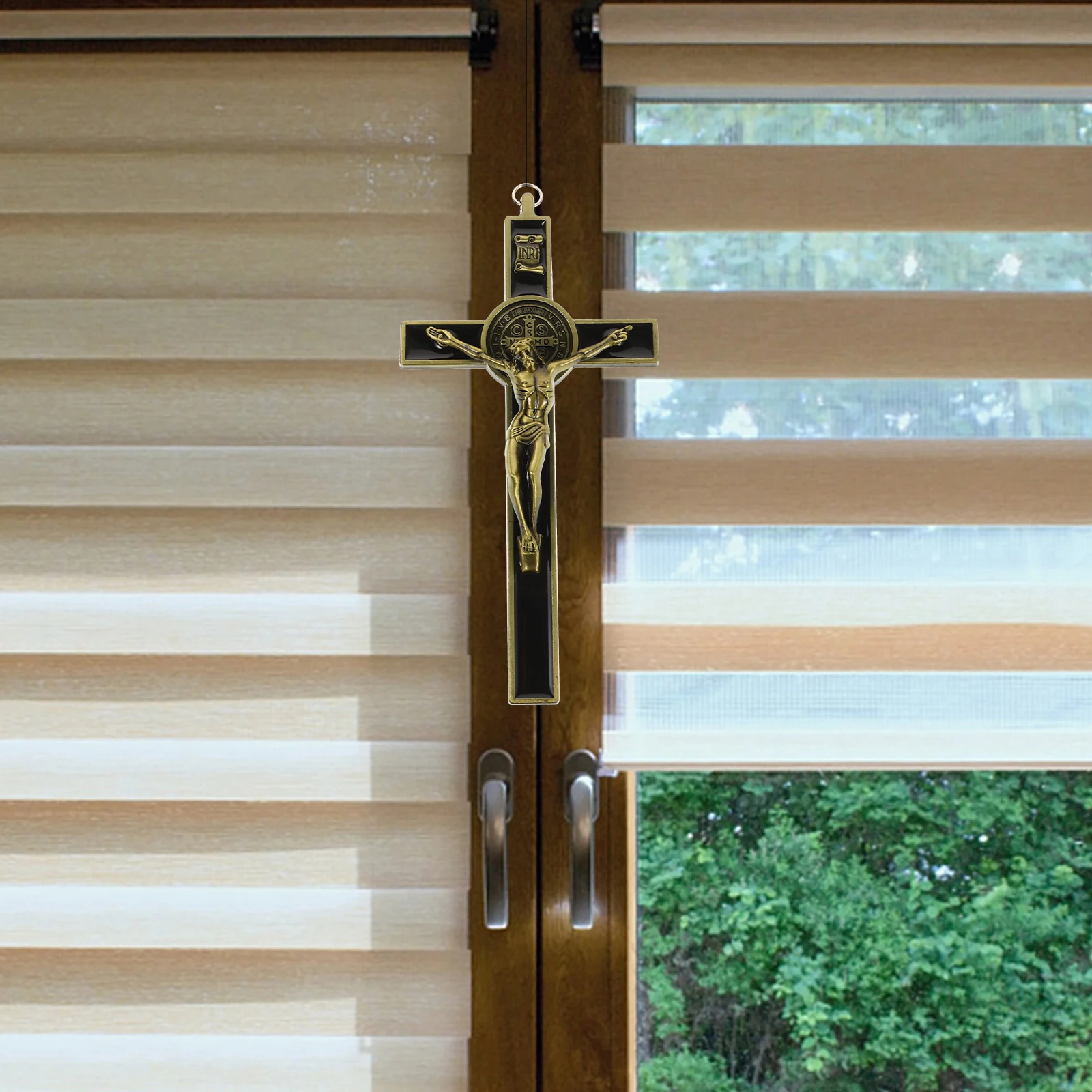 

1pcs Vintage Cross Ornament Wall Decor Rustic Metal Religious Catholic Home Decor Zinc Alloy Cross Statue Figurines Home Wall