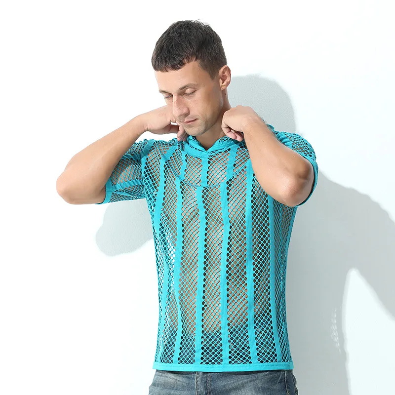 

Men's New Selected Sweatshirt With Mesh Pattern, Sports Men's T-shirt, Couple's Sexy Short-sleeved Breathable Top USED