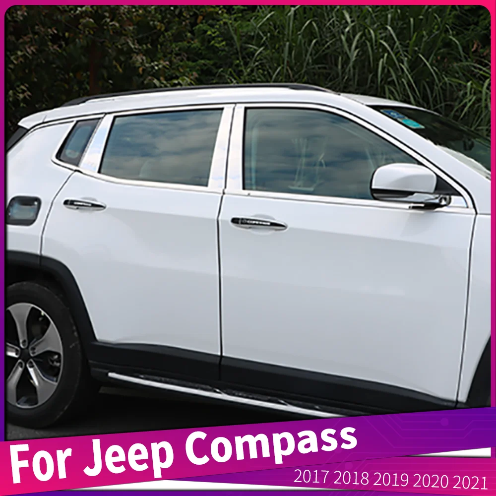 

For Jeep Compass 2017 2018 2019 2020 2021 Stainless Steel Window Center Pillar Post Cover Trim Car Styling Accessories