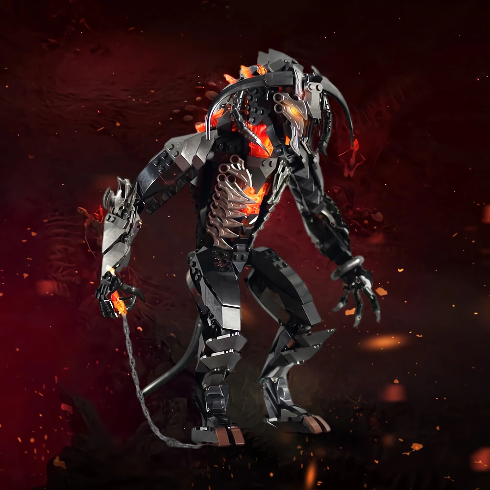 MOC-113670 King Of Rings Balrog of Moria Bricks Model Magic Movie Horror Monster Action Figures Building Blocks Toys Kids Gifts