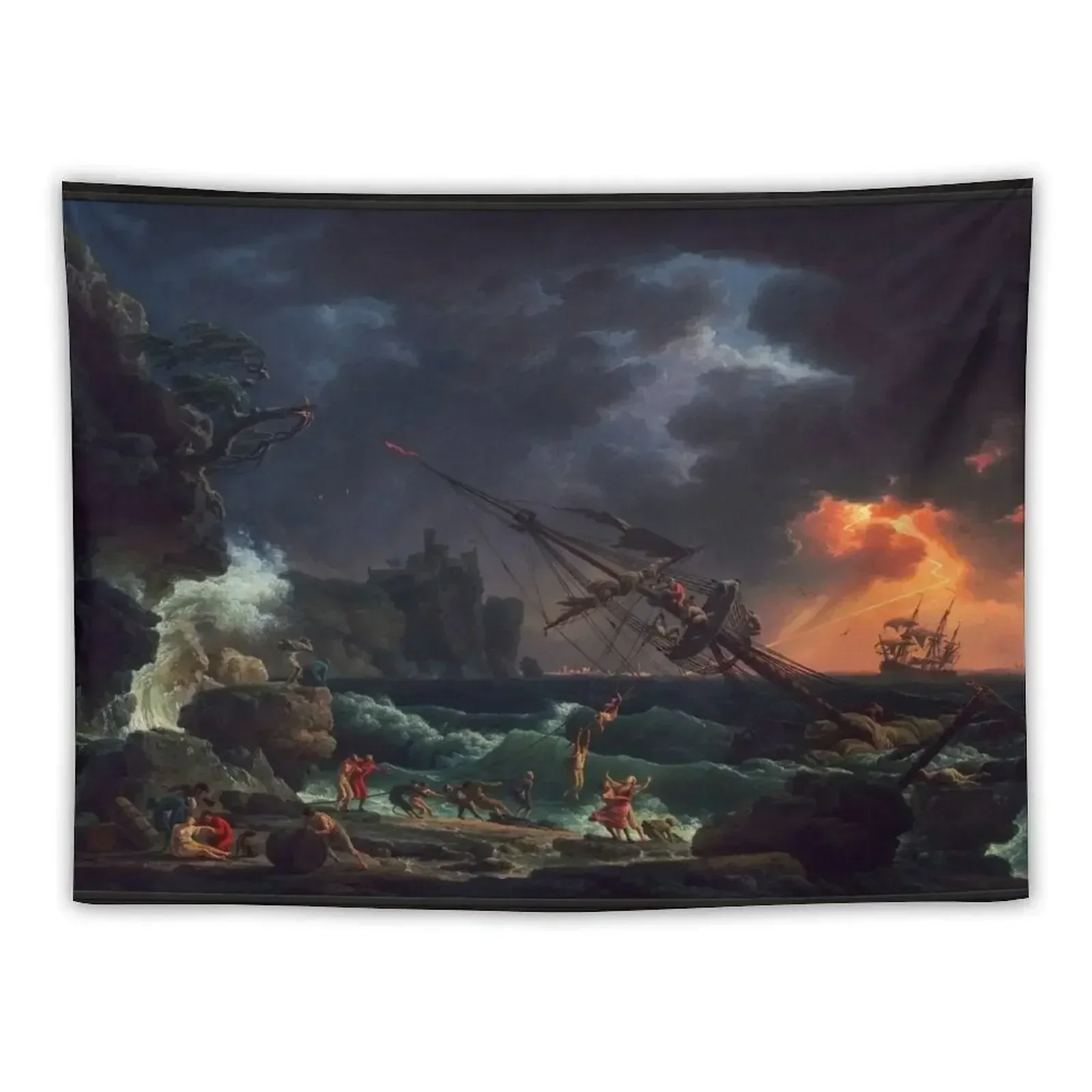 

The Shipwreck by Claude Joseph Vernet Old Masters Reproduction Tapestry Mushroom Decorative Wall Bed Room Decoration Tapestry