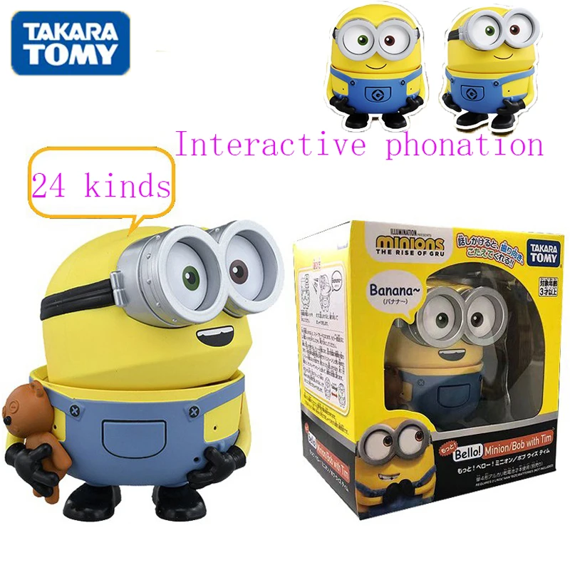 Original Box Despicable Me Anime Minions Doll Can Talk Action Figure Toys for Boys Girls Kids Gift Collectible Model Ornaments