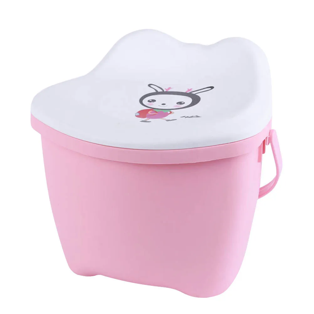 

Storage Stool Plastic Handled Box Durable Kids Storage Seat Organizer 30L Capacity Movable Handle Random Color