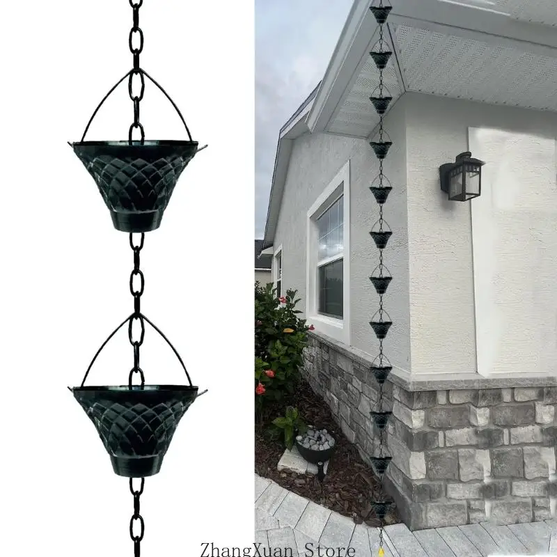 Funktionelle Garten-Regenkette mit Antik-Bronze-Finish für Entwässerungslösung 3XUF – Detail 8