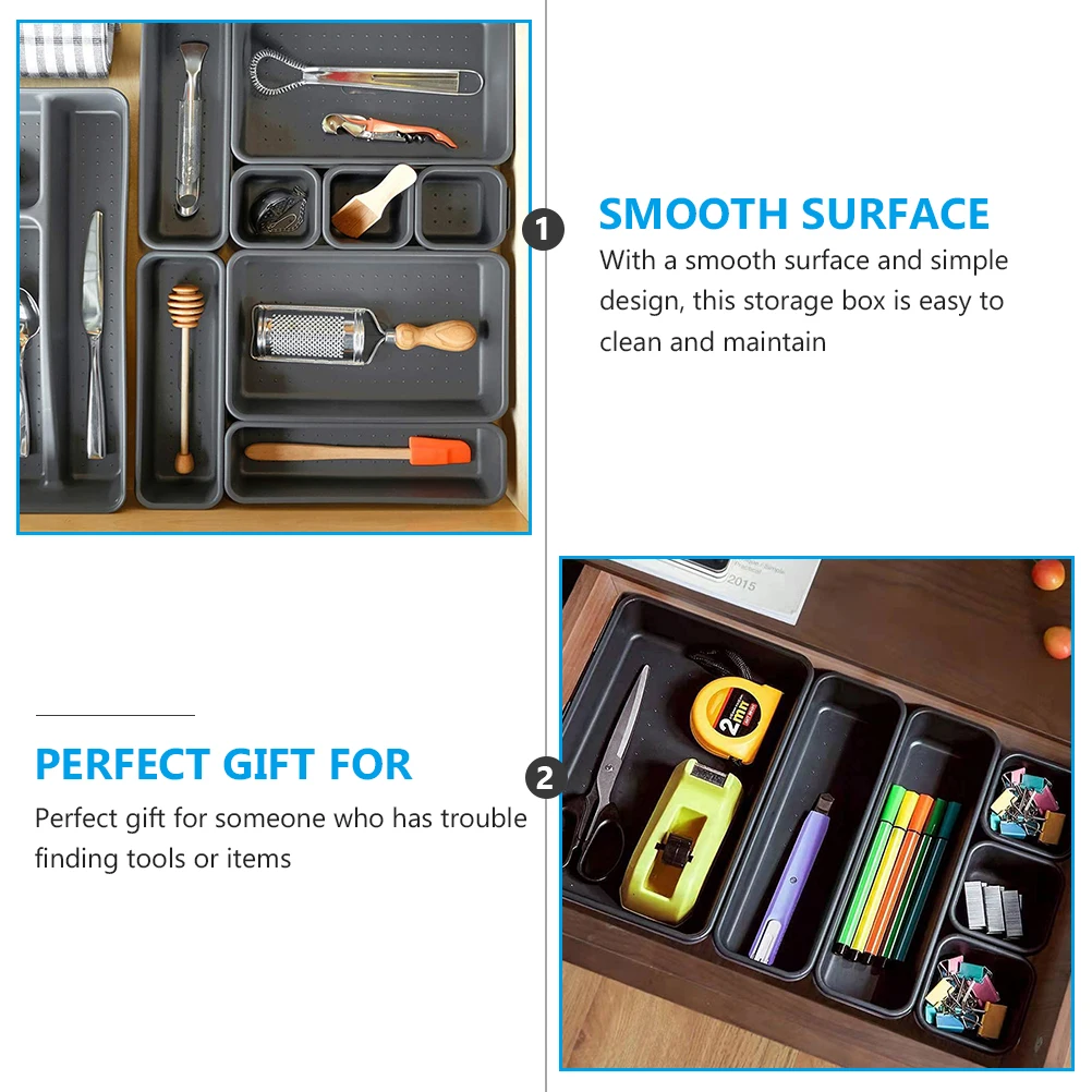 

2 set 2 Sets Creative Household Storage Box With Compartments Desktop Drawer Organizer Smooth Surface Plastic Box Free Sorting